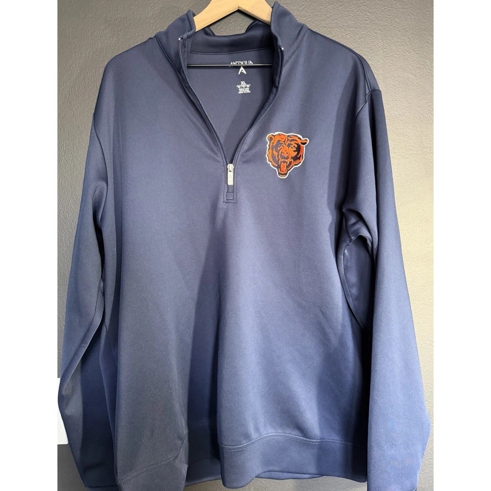 Antigua Chicago Bears Quarter Zip Pullover-Navy‎ XL Moisture-wicking